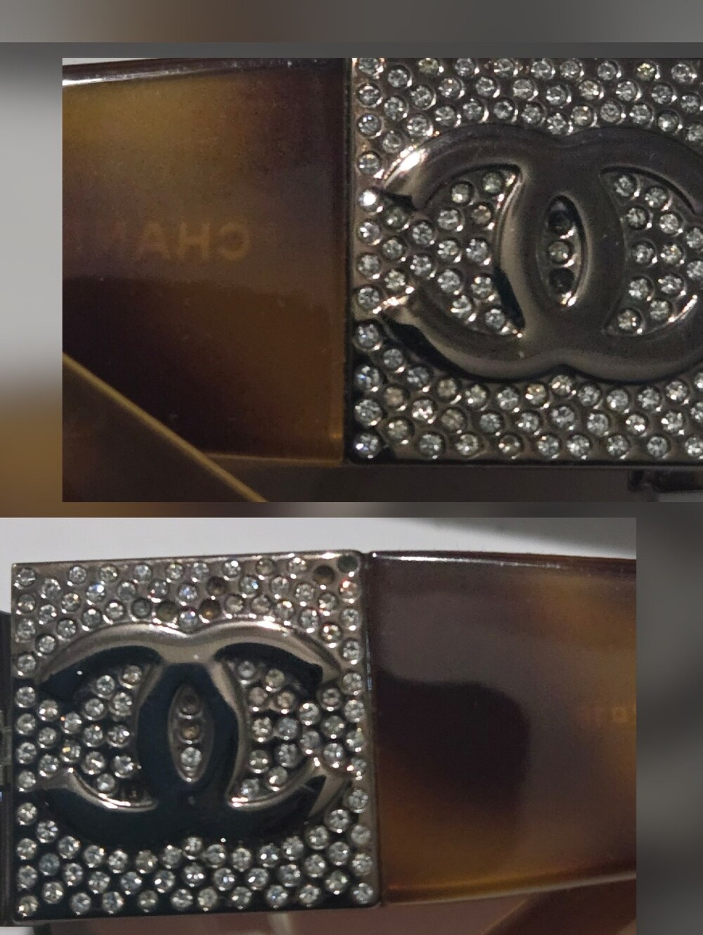 CHANEL Tortoiseshell Resin Barrette with Silver CC Accents - Picture 16 of 16
